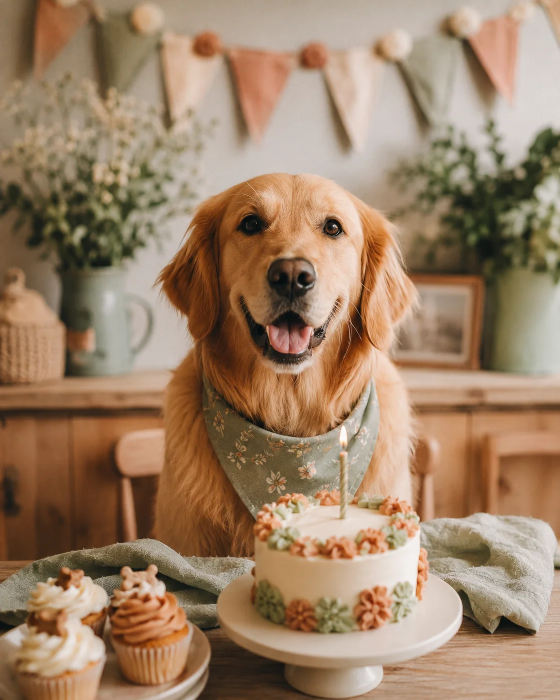 狗狗和手作狗狗生日蛋糕